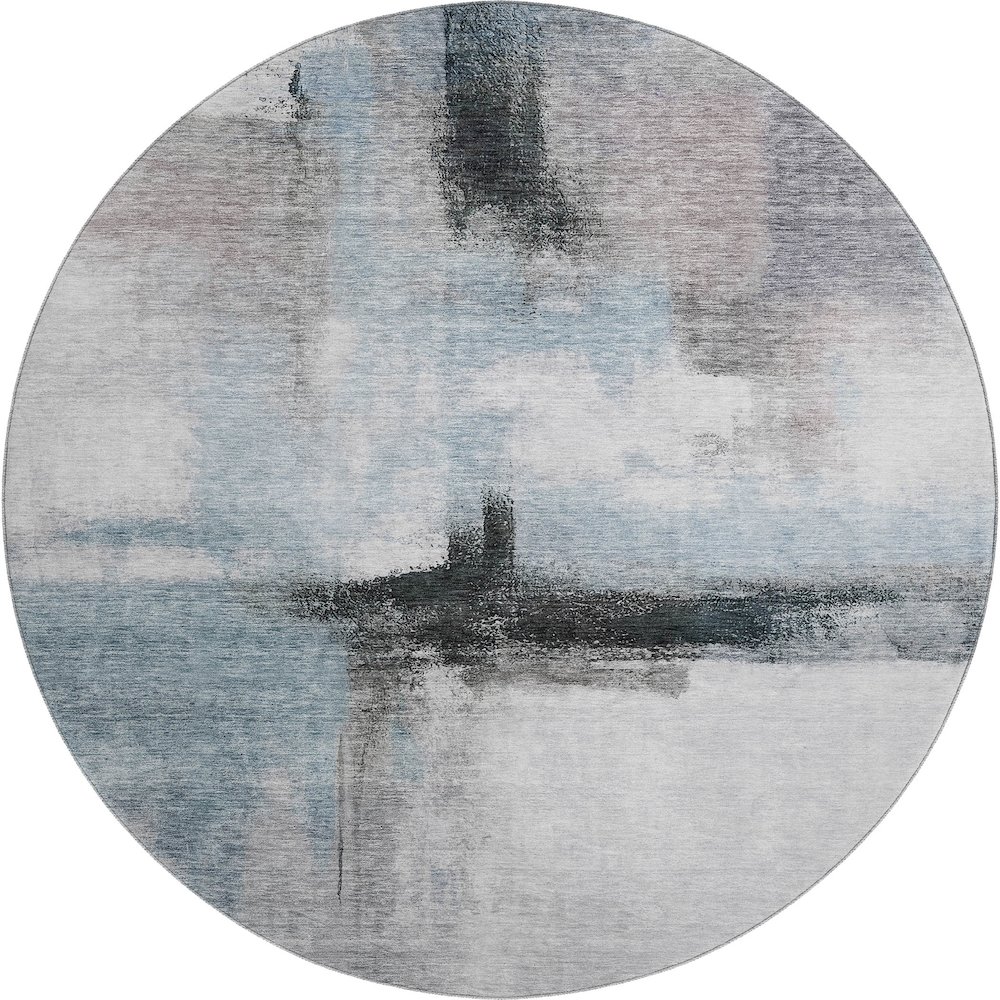Premium Machine Washable Mayfield AMF1097 Blue 8' x 8' Round Rug. Picture 1