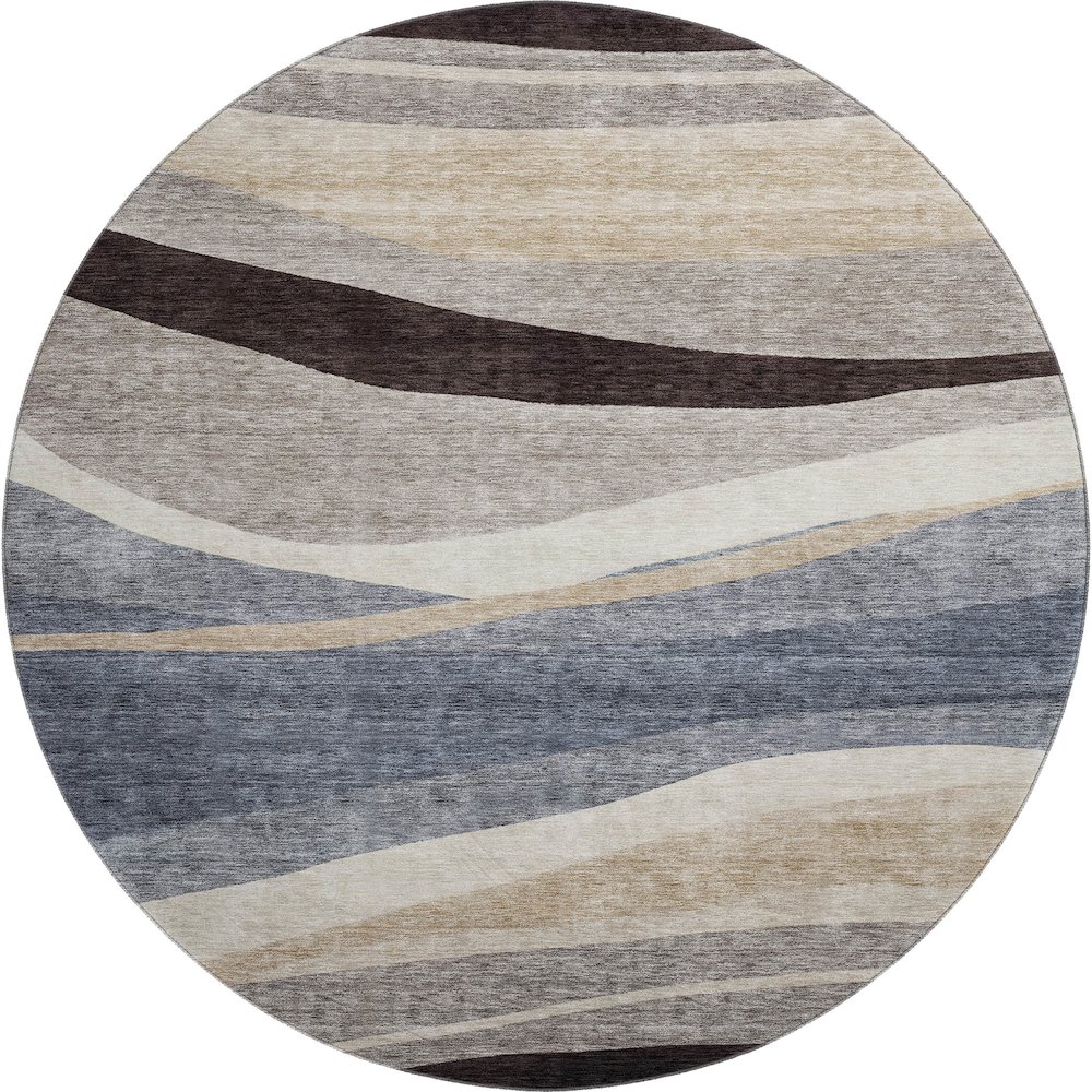 Premium Machine Washable Mayfield AMF1098 Blue 8' x 8' Round Rug. Picture 1