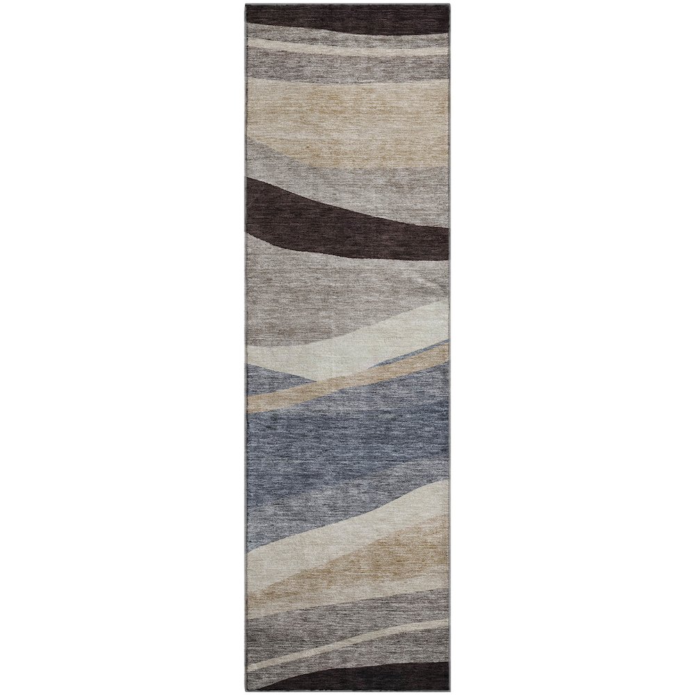 Premium Machine Washable Mayfield AMF1098 Blue 2'3" x 7'6" Runner Rug. Picture 1