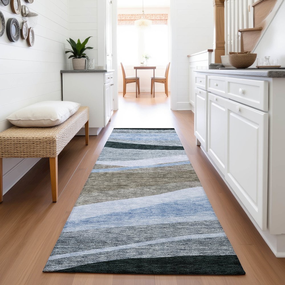 Premium Machine Washable Mayfield AMF1098 Brown 2'3" x 7'6" Runner Rug. Picture 5