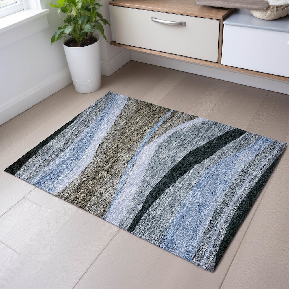 Premium Machine Washable Mayfield AMF1098 Brown 1'8" x 2'6" Rug. Picture 5