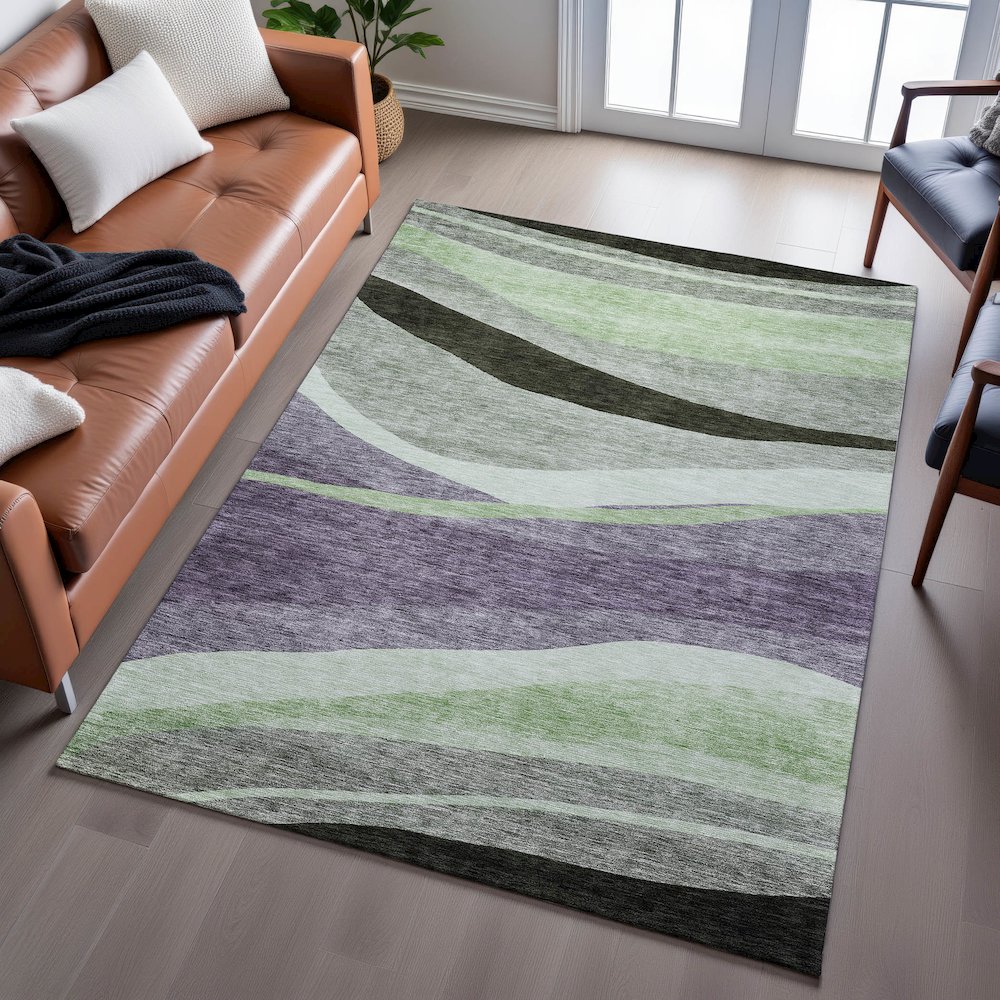 Premium Machine Washable Mayfield AMF1098 Purple 2'6" x 3'10" Rug. Picture 6