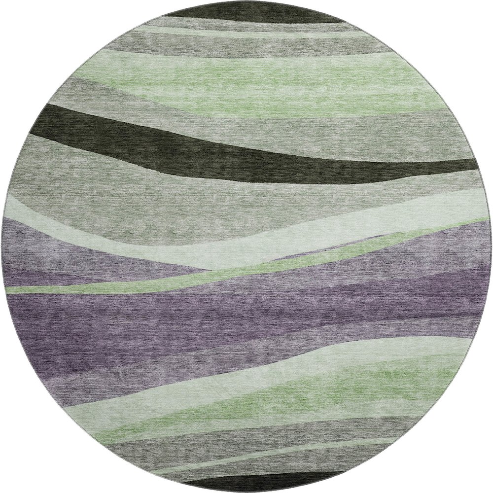 Premium Machine Washable Mayfield AMF1098 Purple 8' x 8' Round Rug. Picture 1