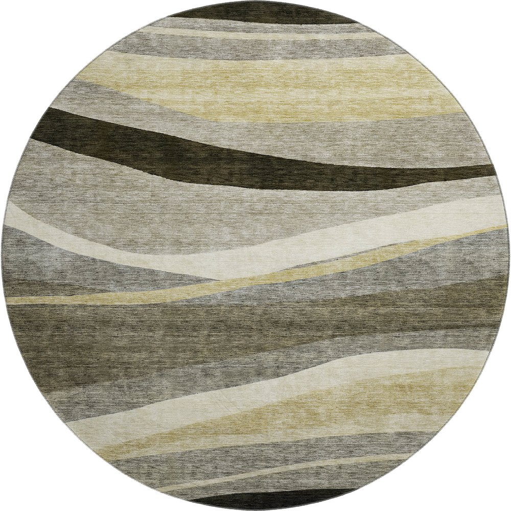 Premium Machine Washable Mayfield AMF1098 Taupe 8' x 8' Round Rug. Picture 1