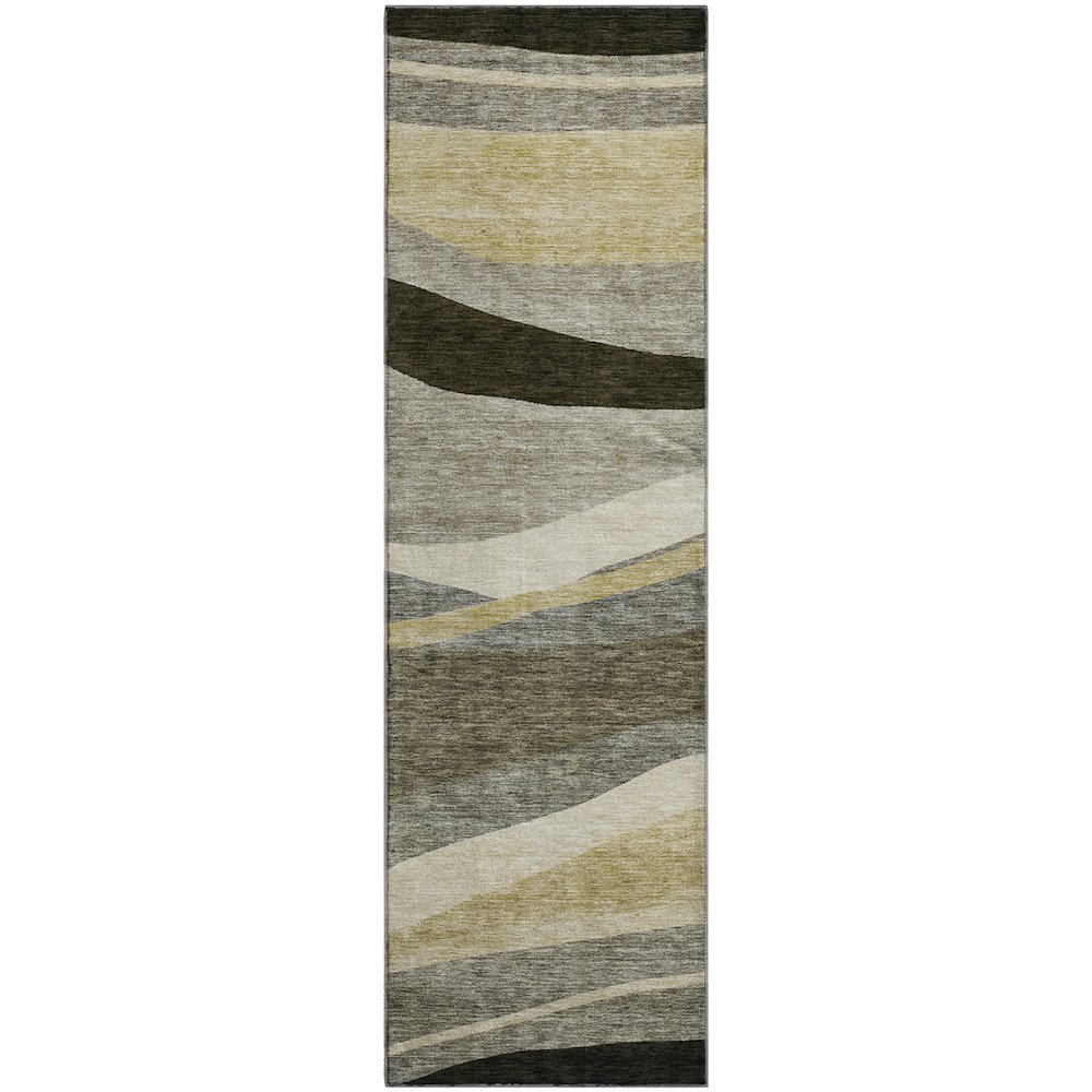 Premium Machine Washable Mayfield AMF1098 Taupe 2'3" x 7'6" Runner Rug. Picture 1