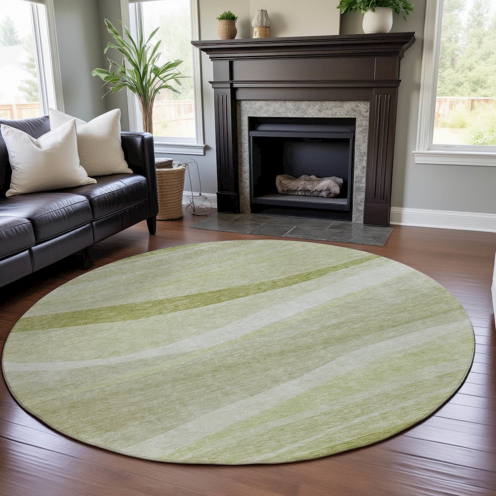 Premium Machine Washable Mayfield AMF1099 Aloe 8' x 8' Round Rug. Picture 5
