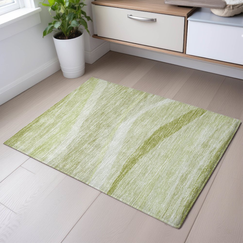 Premium Machine Washable Mayfield AMF1099 Aloe 1'8" x 2'6" Rug. Picture 5