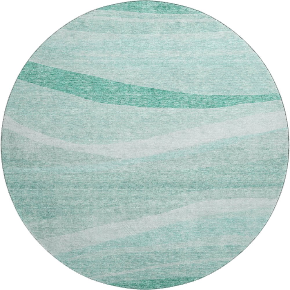 Premium Machine Washable Mayfield AMF1099 Aqua 8' x 8' Round Rug. Picture 1