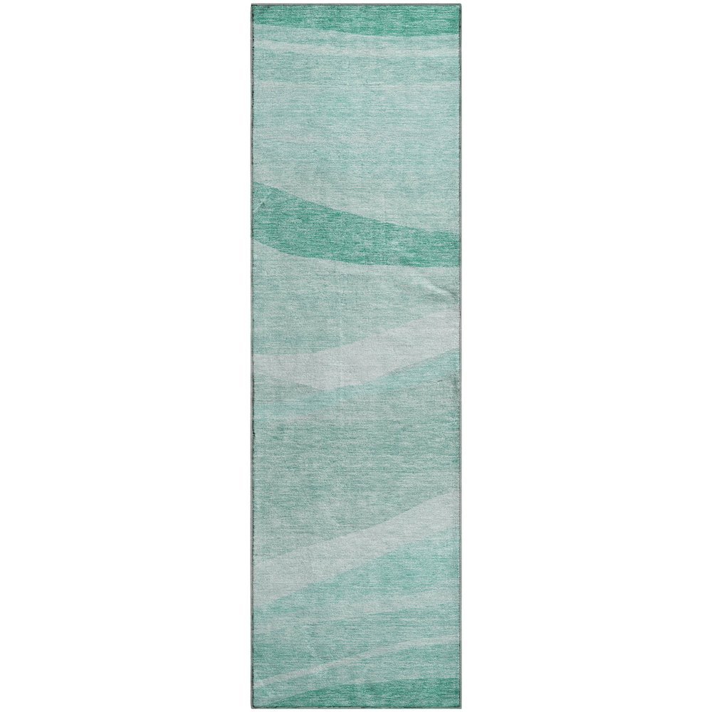 Premium Machine Washable Mayfield AMF1099 Aqua 2'3" x 7'6" Runner Rug. Picture 1