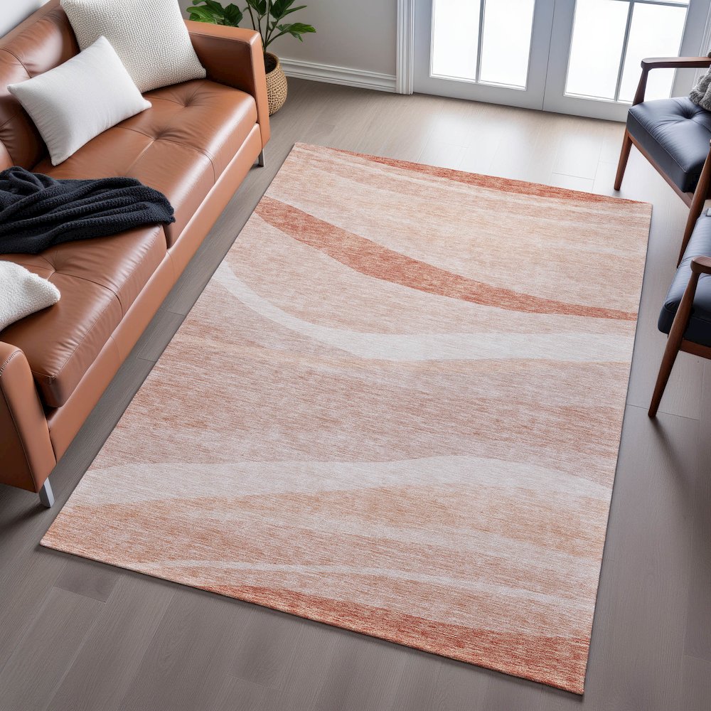 Premium Machine Washable Mayfield AMF1099 Salmon 2'6" x 3'10" Rug. Picture 6
