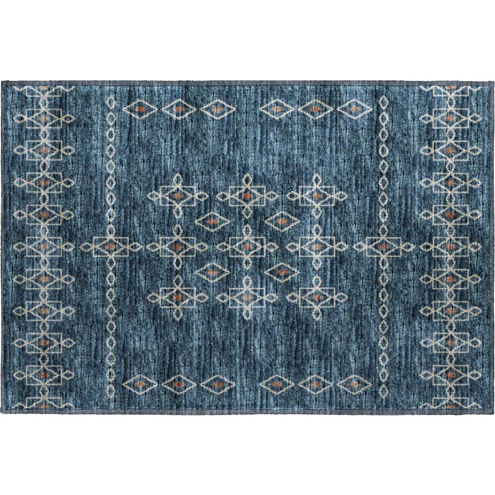 Premium Machine Washable Mayfield  Blue 1'8" x 2'6" Rug. Picture 1