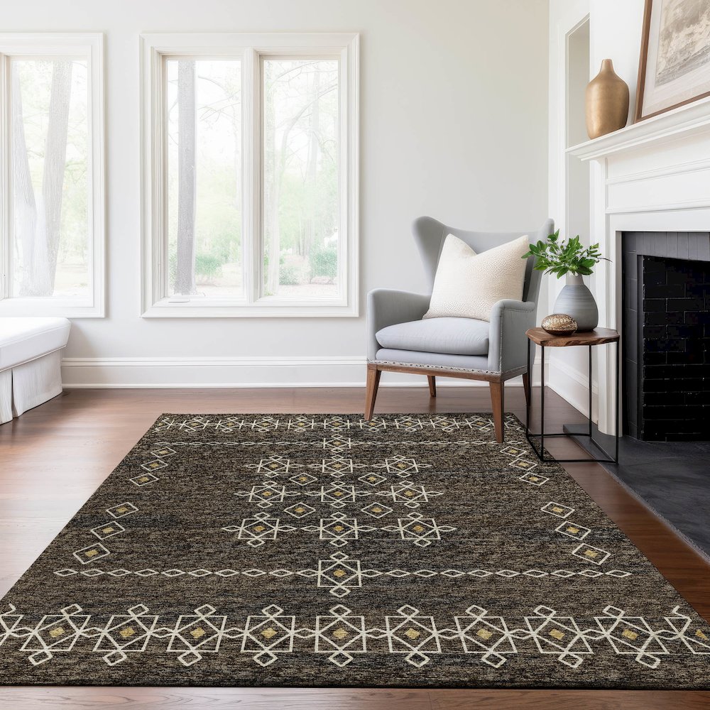 Premium Machine Washable Mayfield  Brown 2'6" x 3'10" Rug. Picture 6