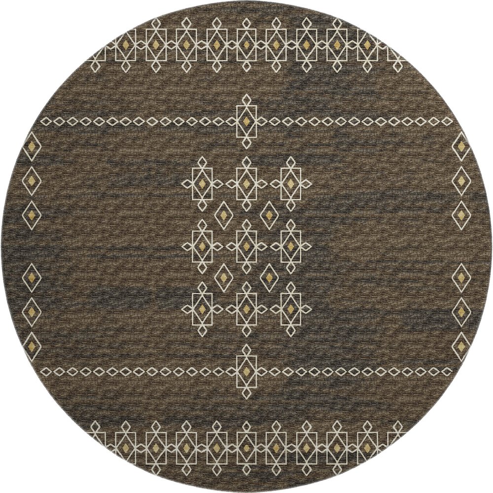 Premium Machine Washable Mayfield  Brown 8' x 8' Round Rug. Picture 1