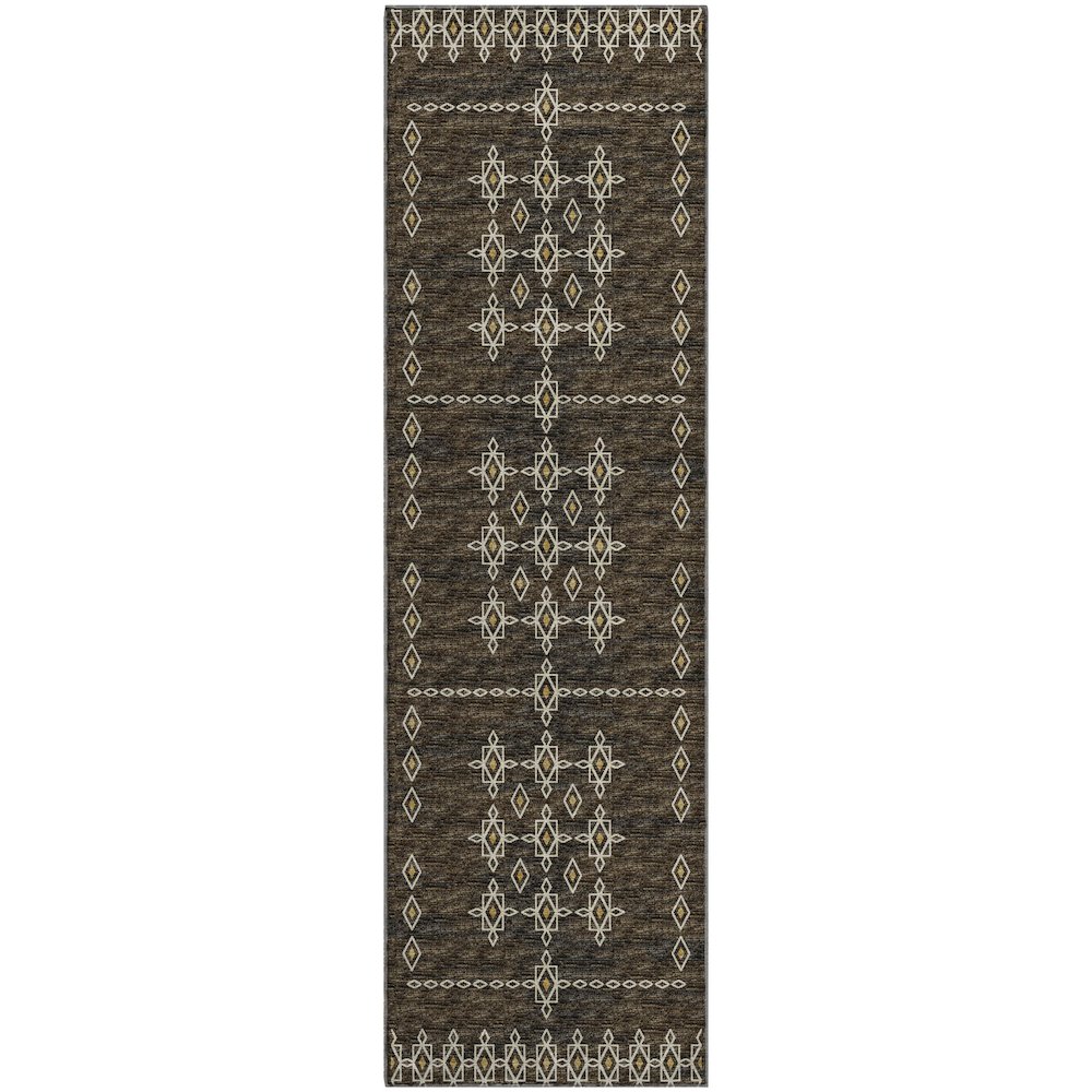 Premium Machine Washable Mayfield  Brown 2'3" x 7'6" Runner Rug. Picture 1