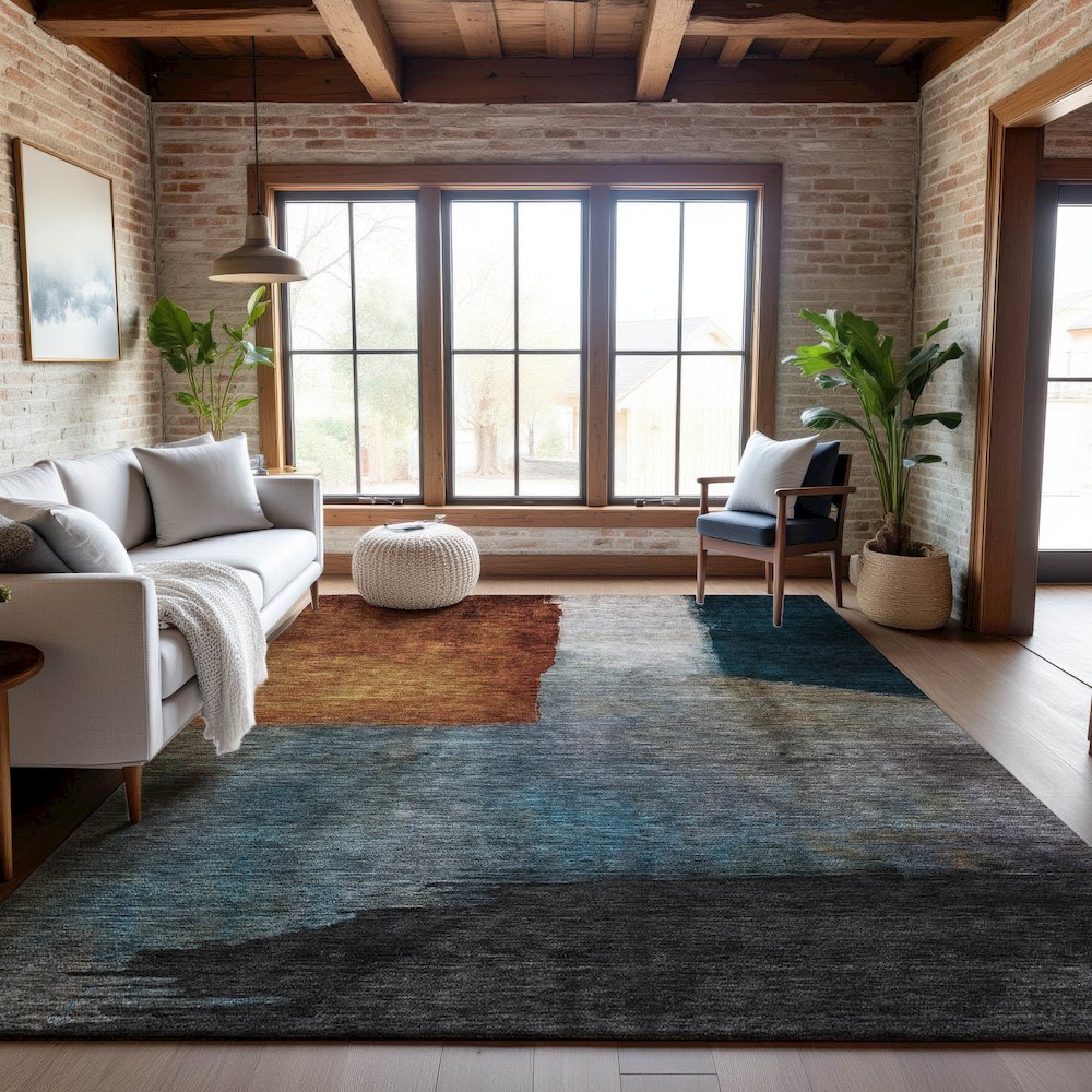 Premium Machine Washable Mayfield AMF1100 Copper 2'6" x 3'10" Rug. Picture 5