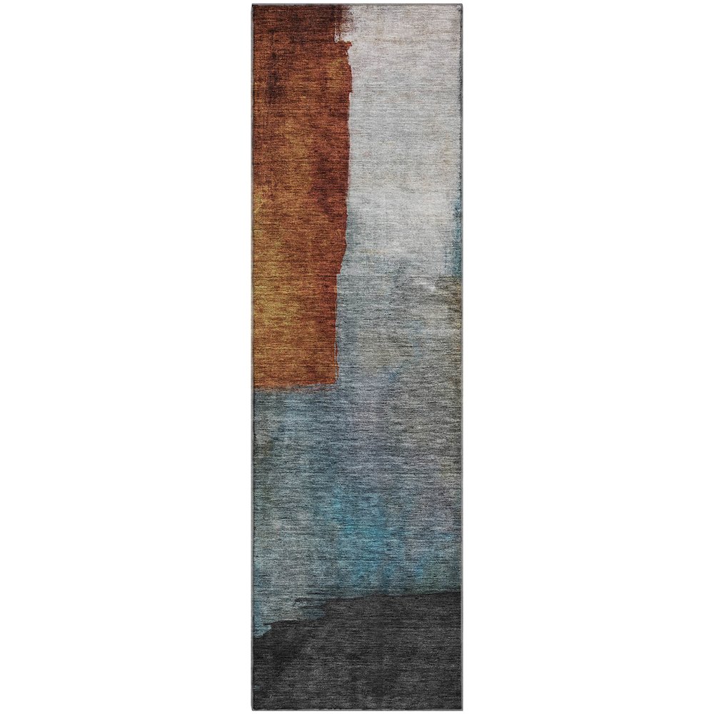 Premium Machine Washable Mayfield AMF1100 Copper 2'3" x 7'6" Runner Rug. Picture 1