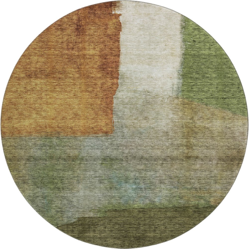 Premium Machine Washable Mayfield AMF1100 Green 8' x 8' Round Rug. Picture 1