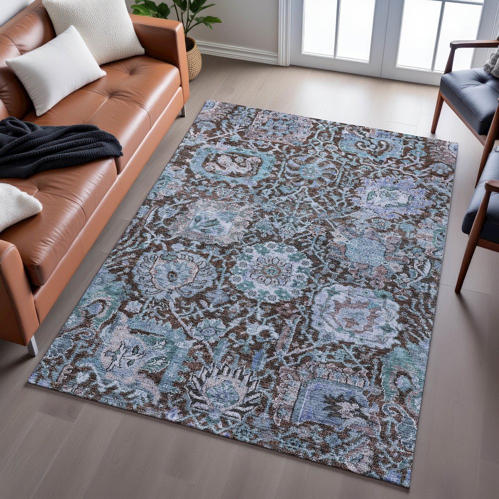 Premium Machine Washable Mayfield AMF1101 Chocolate 2'6" x 3'10" Rug. Picture 6