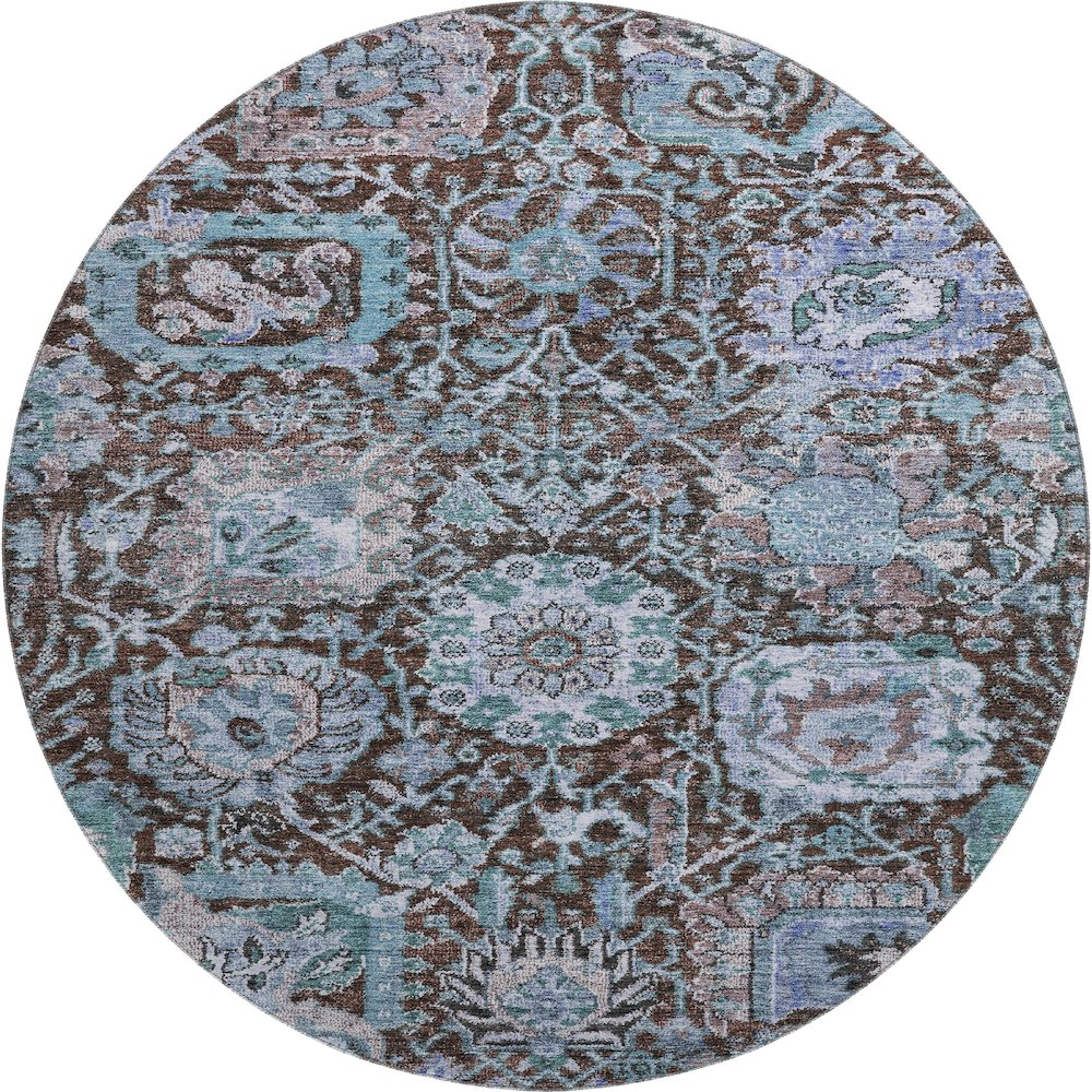 Premium Machine Washable Mayfield AMF1101 Chocolate 8' x 8' Round Rug. Picture 1