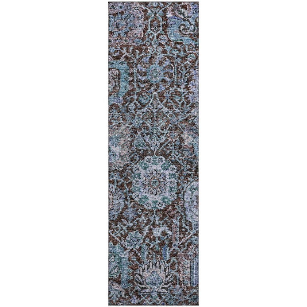 Premium Machine Washable Mayfield AMF1101 Chocolate 2'3" x 7'6" Runner Rug. Picture 1