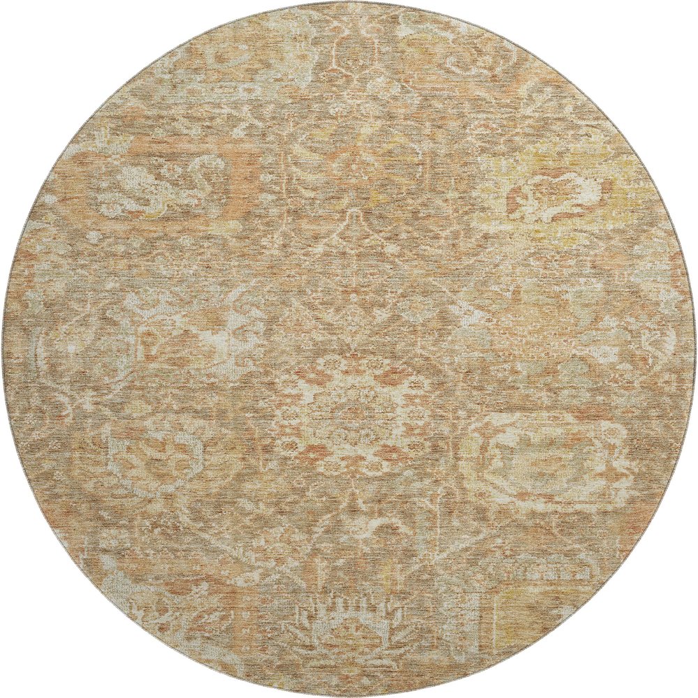Premium Machine Washable Mayfield AMF1101 Khaki 8' x 8' Round Rug. Picture 1