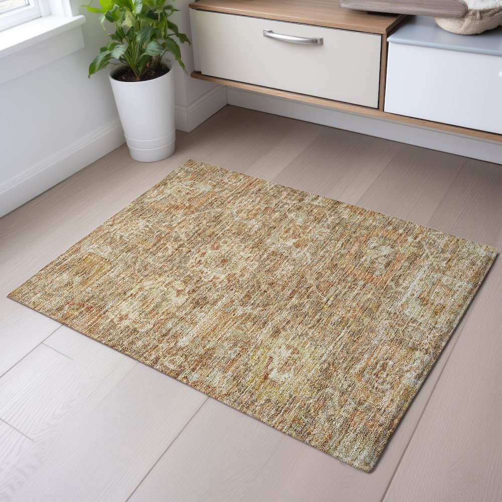 Premium Machine Washable Mayfield AMF1101 Khaki 1'8" x 2'6" Rug. Picture 5