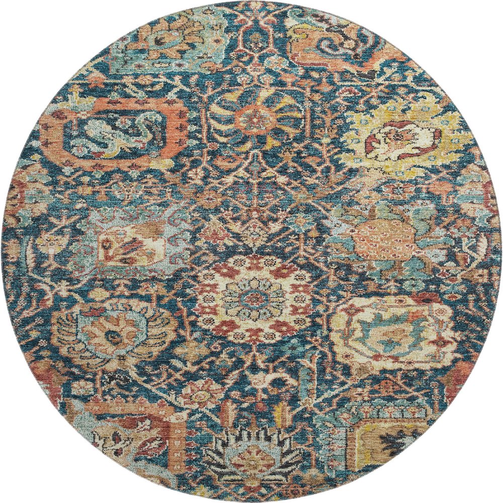 Premium Machine Washable Mayfield AMF1101 Navy 8' x 8' Round Rug. Picture 1