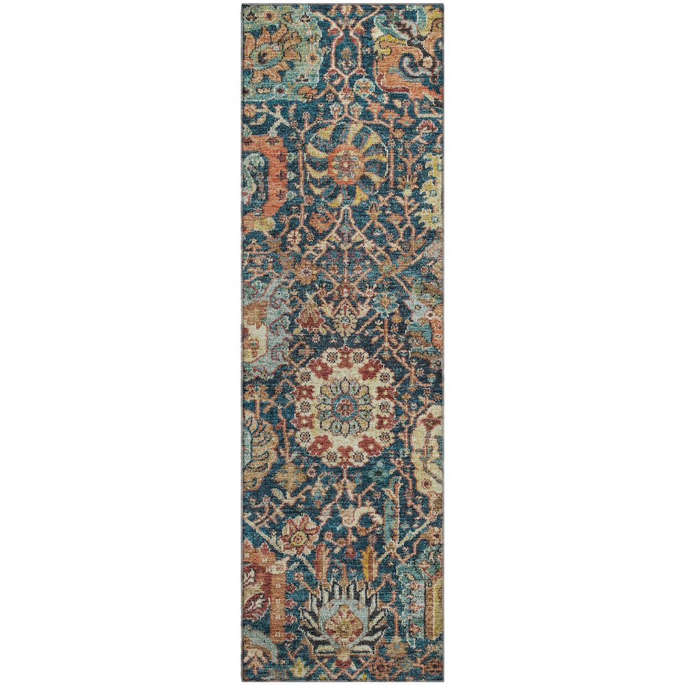 Premium Machine Washable Mayfield AMF1101 Navy 2'3" x 7'6" Runner Rug. Picture 1