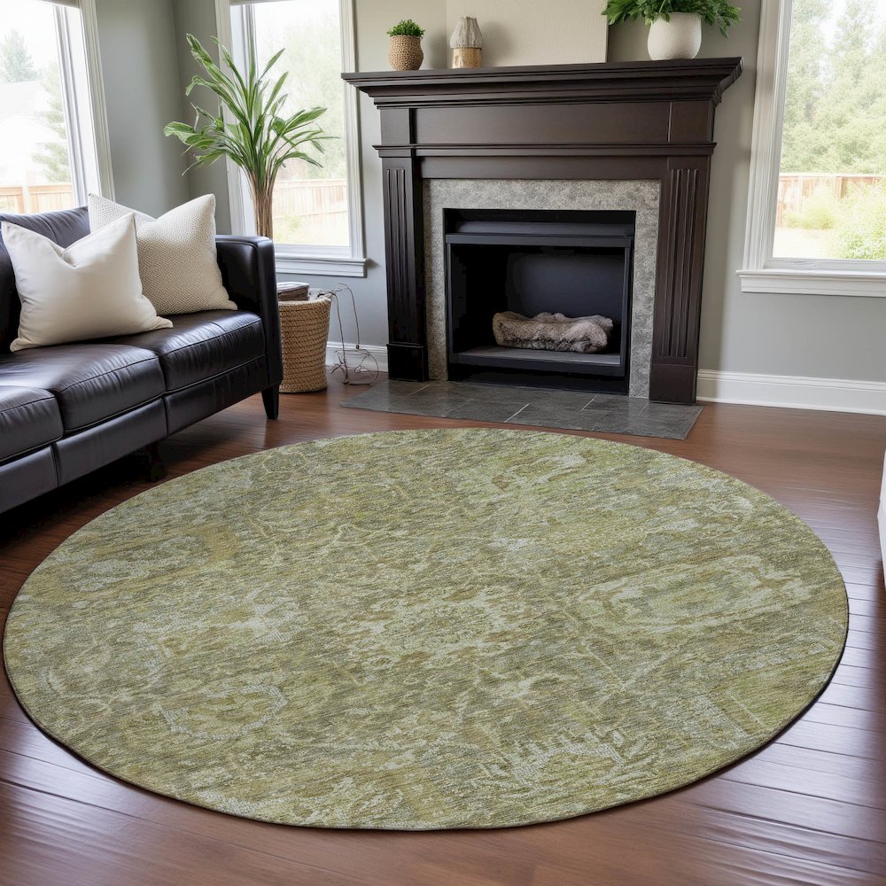 Premium Machine Washable Mayfield AMF1101 Sage 8' x 8' Round Rug. Picture 5