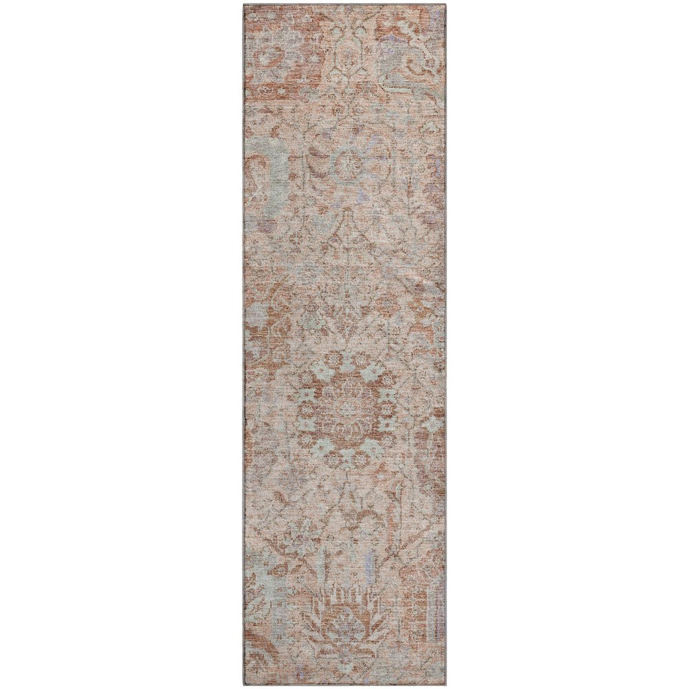 Premium Machine Washable Mayfield AMF1102 Coral 2'3" x 7'6" Runner Rug. Picture 1