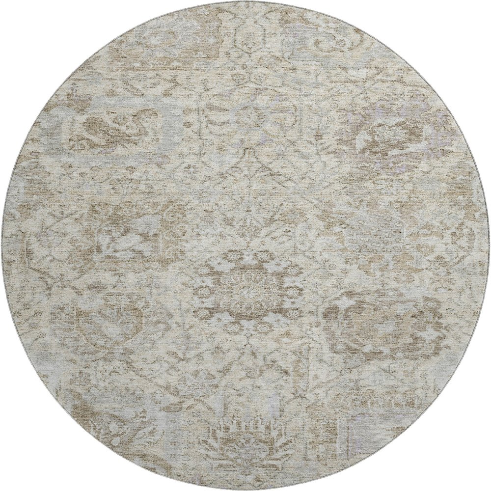 Premium Machine Washable Mayfield AMF1102 Ivory 8' x 8' Round Rug. Picture 1