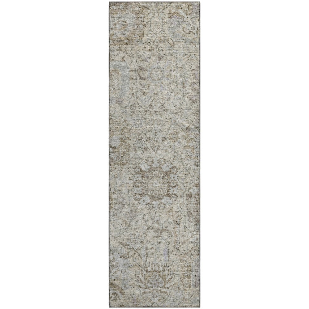 Premium Machine Washable Mayfield AMF1102 Ivory 2'3" x 7'6" Runner Rug. Picture 1