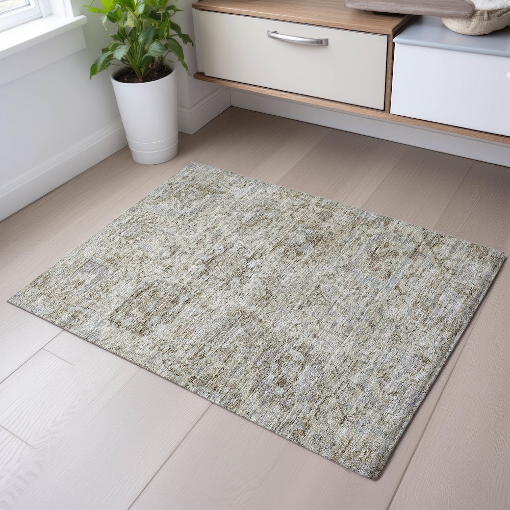 Premium Machine Washable Mayfield AMF1102 Ivory 1'8" x 2'6" Rug. Picture 5
