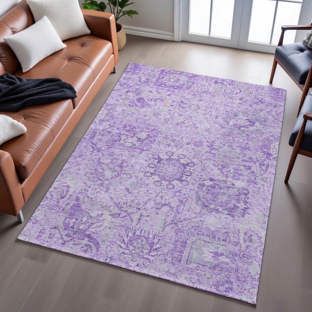 Premium Machine Washable Mayfield AMF1102 Lavender 2'6" x 3'10" Rug. Picture 6