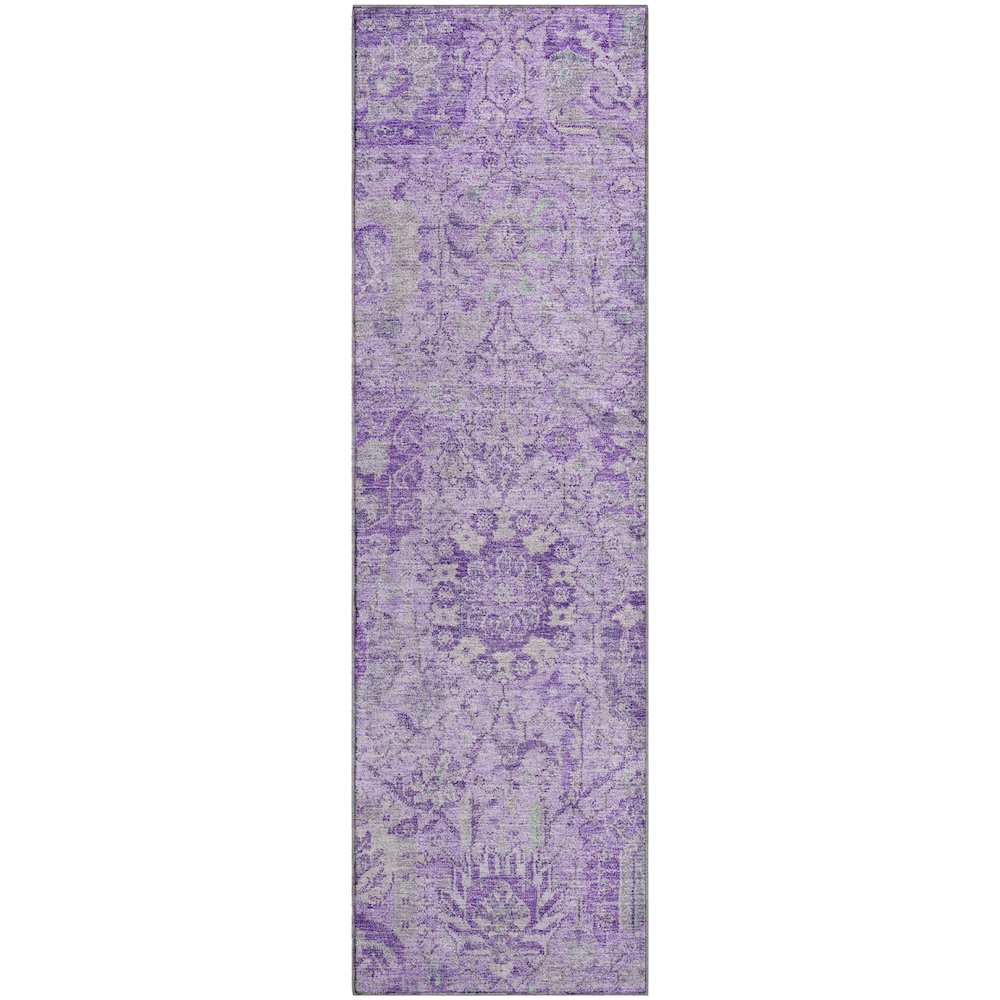Premium Machine Washable Mayfield AMF1102 Lavender 2'3" x 7'6" Runner Rug. Picture 1