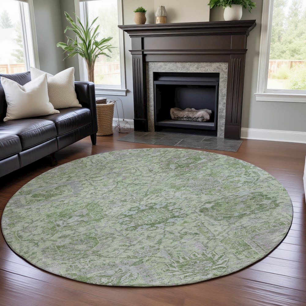 Premium Machine Washable Mayfield AMF1102 Mint 8' x 8' Round Rug. Picture 5