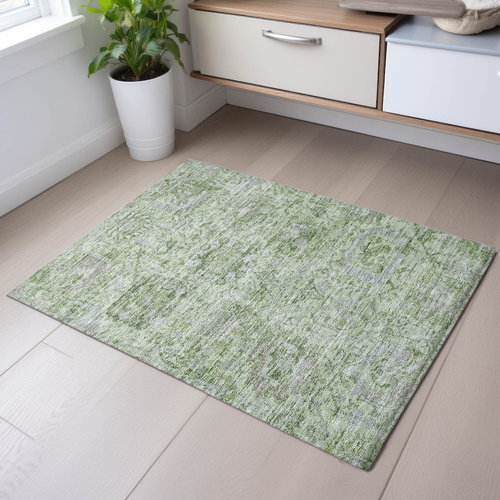 Premium Machine Washable Mayfield AMF1102 Mint 1'8" x 2'6" Rug. Picture 5