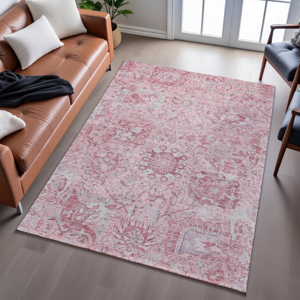 Premium Machine Washable Mayfield AMF1102 Pink 2'6" x 3'10" Rug. Picture 6
