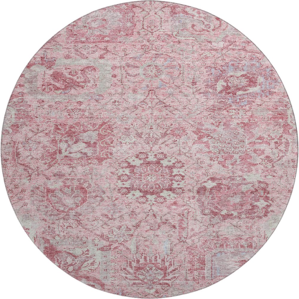 Premium Machine Washable Mayfield AMF1102 Pink 8' x 8' Round Rug. Picture 1