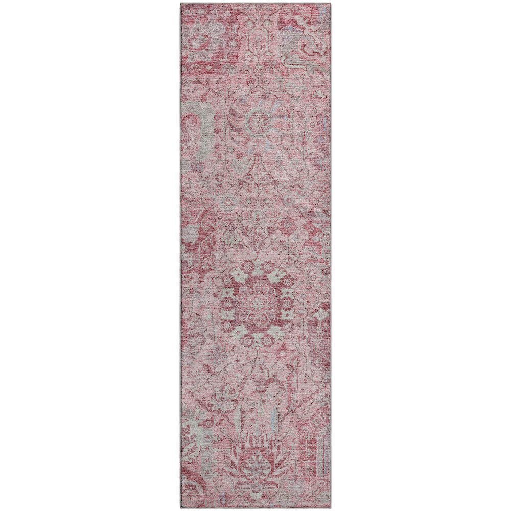 Premium Machine Washable Mayfield AMF1102 Pink 2'3" x 7'6" Runner Rug. Picture 1
