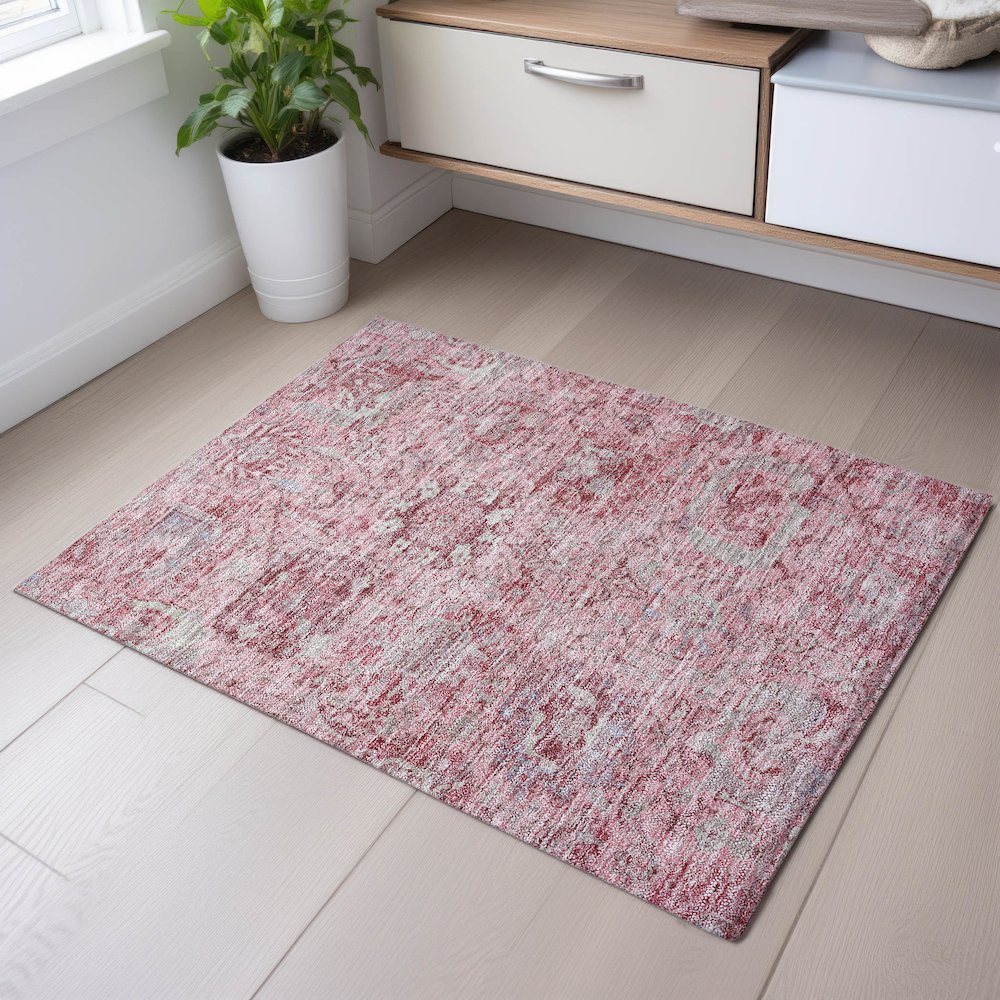 Premium Machine Washable Mayfield AMF1102 Pink 1'8" x 2'6" Rug. Picture 5