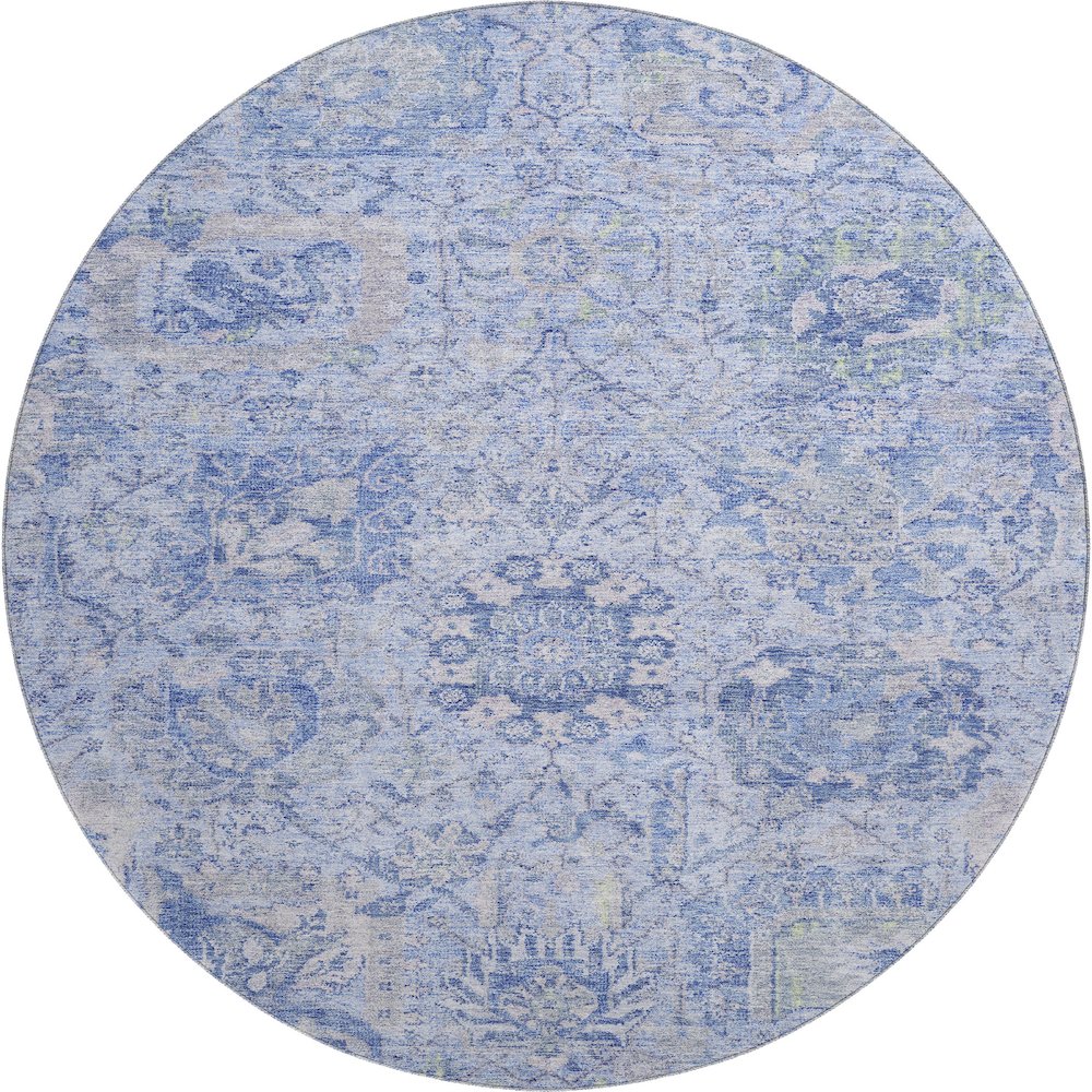 Premium Machine Washable Mayfield AMF1102 Sky 8' x 8' Round Rug. Picture 1