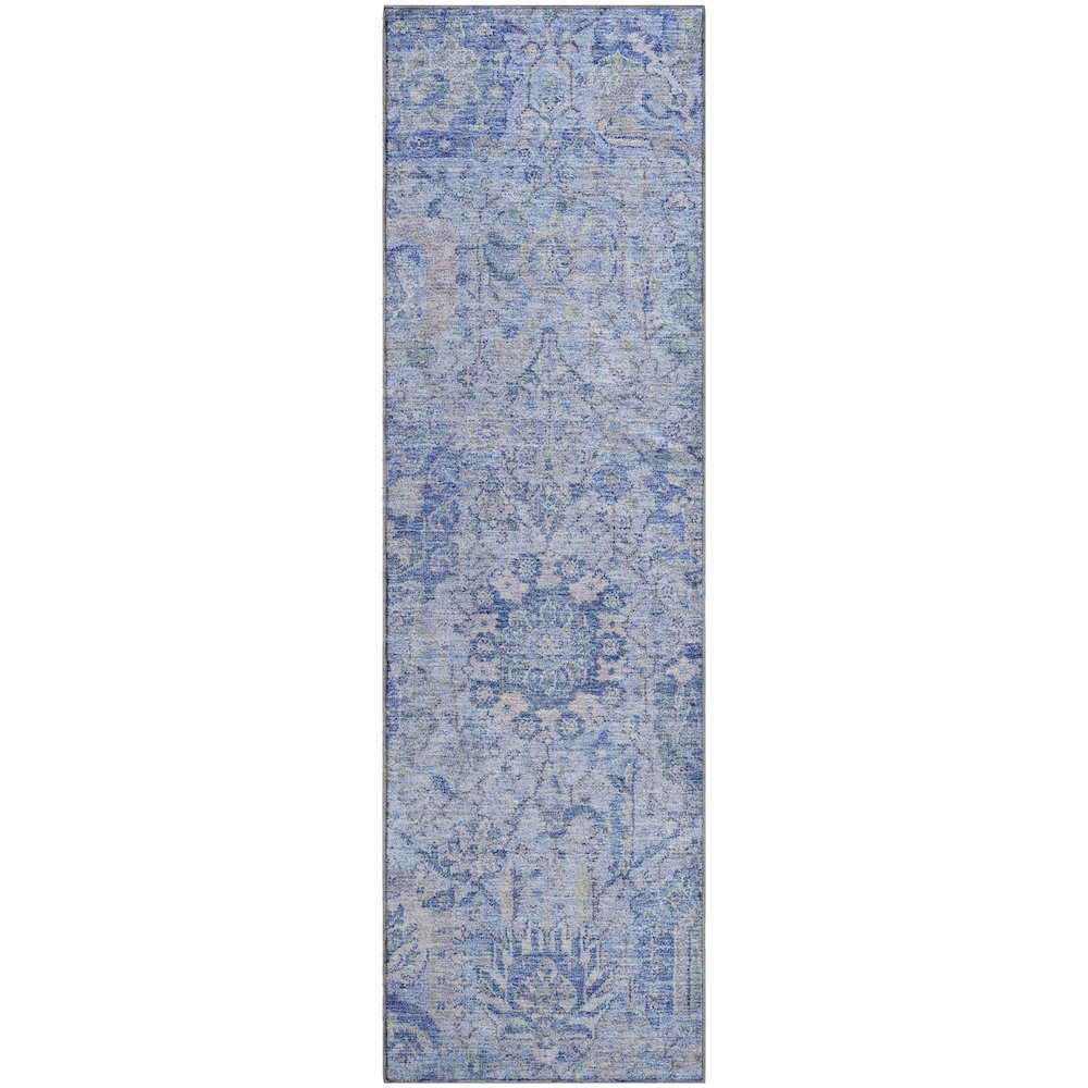 Premium Machine Washable Mayfield AMF1102 Sky 2'3" x 7'6" Runner Rug. Picture 1