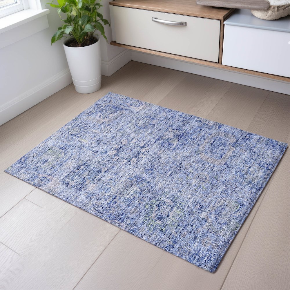 Premium Machine Washable Mayfield AMF1102 Sky 1'8" x 2'6" Rug. Picture 5