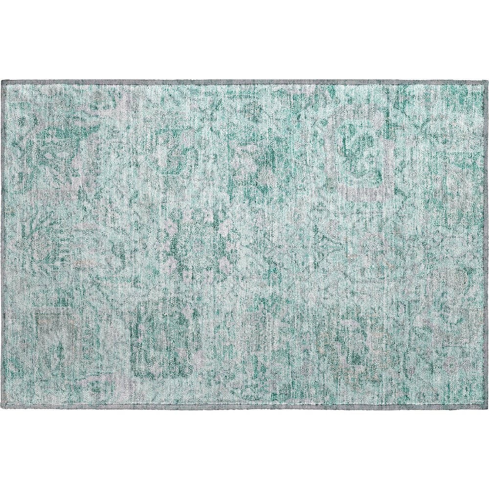 Premium Machine Washable Mayfield AMF1102 Teal 1'8" x 2'6" Rug. Picture 1
