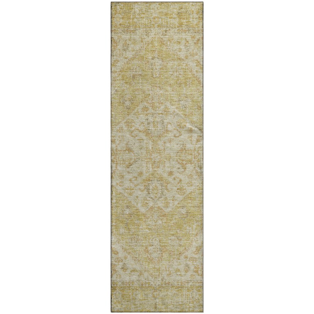 Premium Machine Washable Mayfield AMF1104 Gold 2'3" x 7'6" Runner Rug. Picture 1