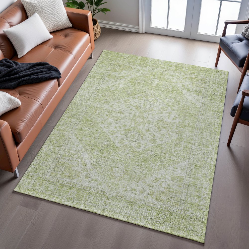 Premium Machine Washable Mayfield AMF1104 Sage 2'6" x 3'10" Rug. Picture 6