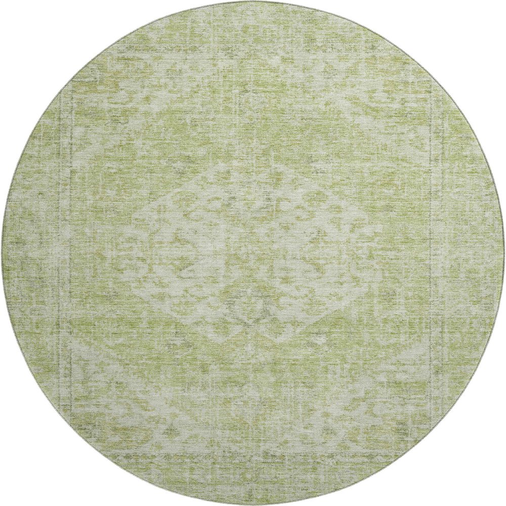 Premium Machine Washable Mayfield AMF1104 Sage 8' x 8' Round Rug. Picture 1