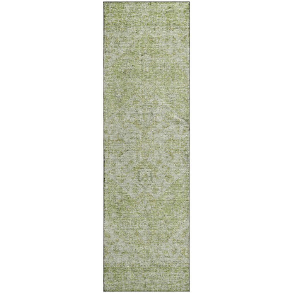 Premium Machine Washable Mayfield AMF1104 Sage 2'3" x 7'6" Runner Rug. Picture 1