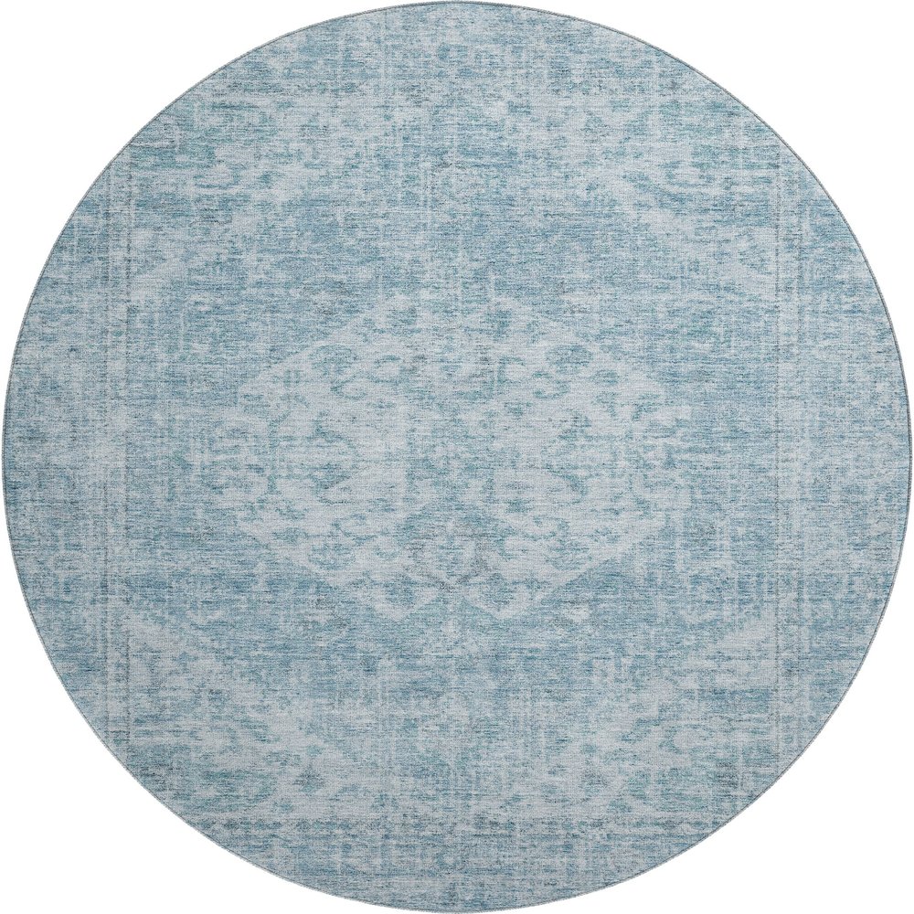 Premium Machine Washable Mayfield AMF1104 Sky 8' x 8' Round Rug. Picture 1